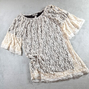 Lucky & Blessed Off Shoulder Lace Mini Dress XL Western Vintage Peasant